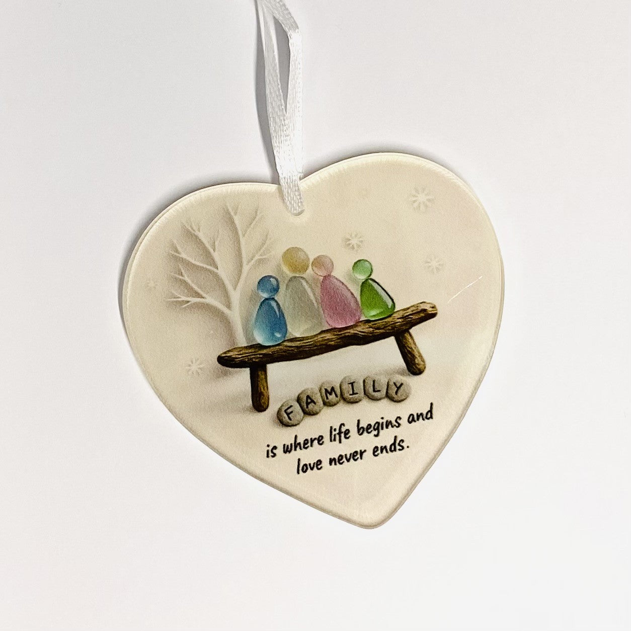 2D flat heart family keepsake