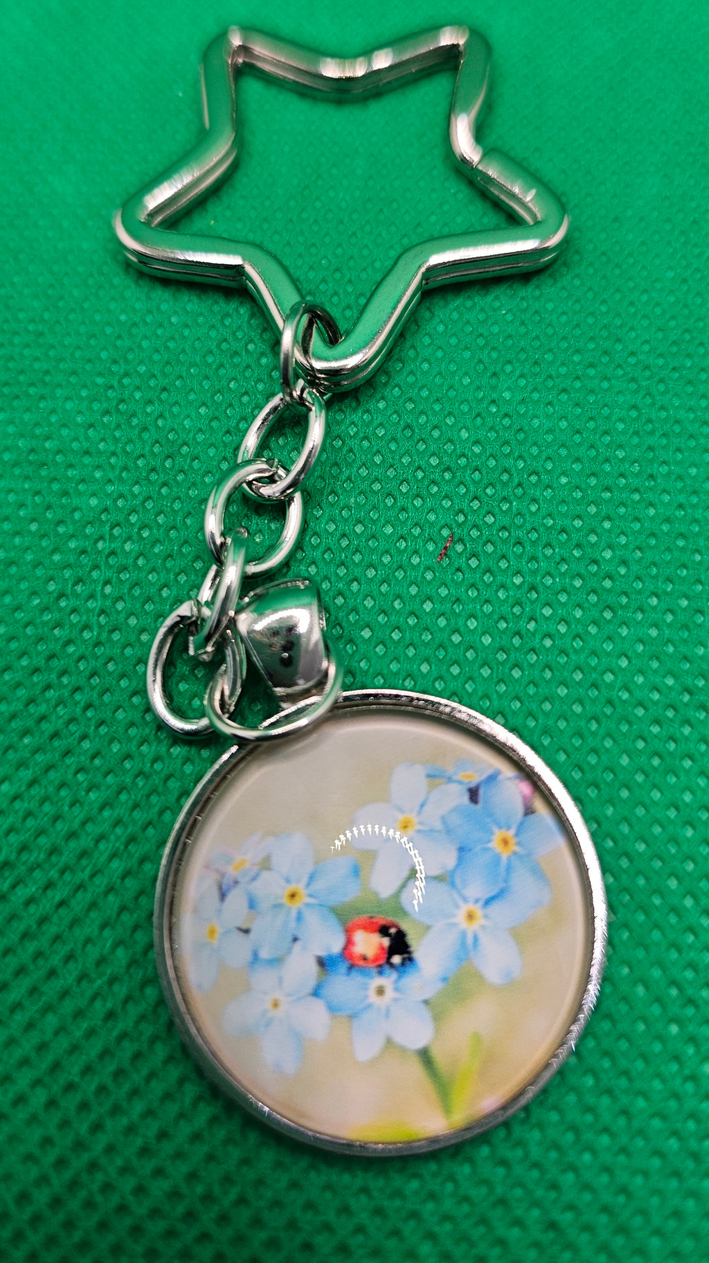 Forget-me-not keyring with little ladybug 🐞