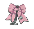Pretty Pink bow pin nurse/doctor themed
