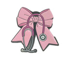 Pretty Pink bow pin nurse/doctor themed
