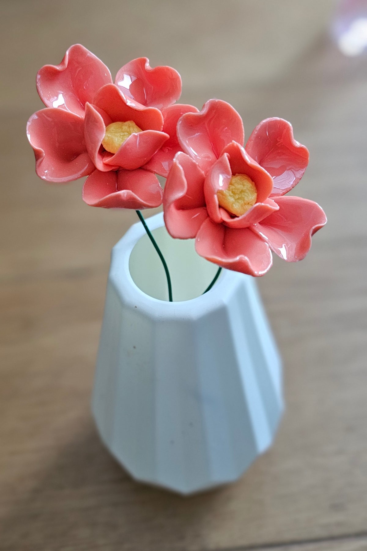 Set of Two Autumn Orange Ceramic Flowers