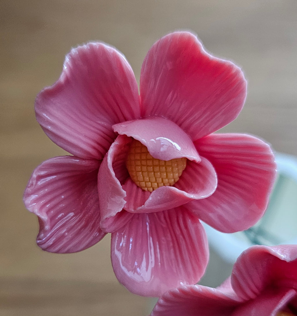 Set of 2 Pink Ceramic Flowers