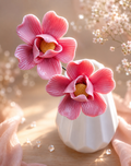 Set of 2 Pink Ceramic Flowers